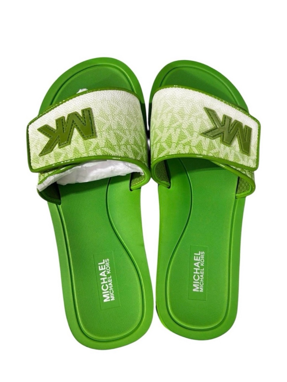 Michael Kors Lime Green Logo Slide Sandals